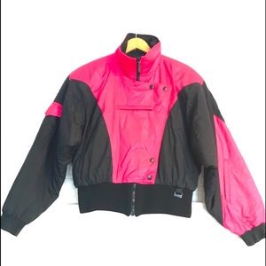 Women's Pink and Black Puffer Jacket
